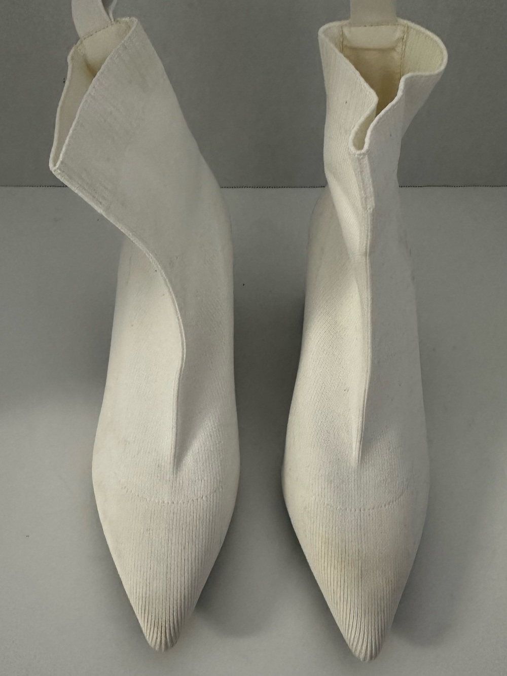 White Pointed Toe Sock Boots - Unbranded